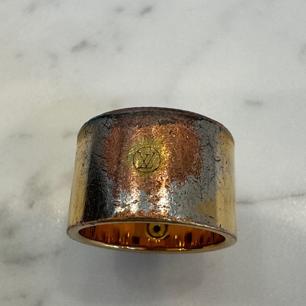 Vintage Authentic Louis Vuitton Gold Ring Size Made in Italy - Picture 6 of 11